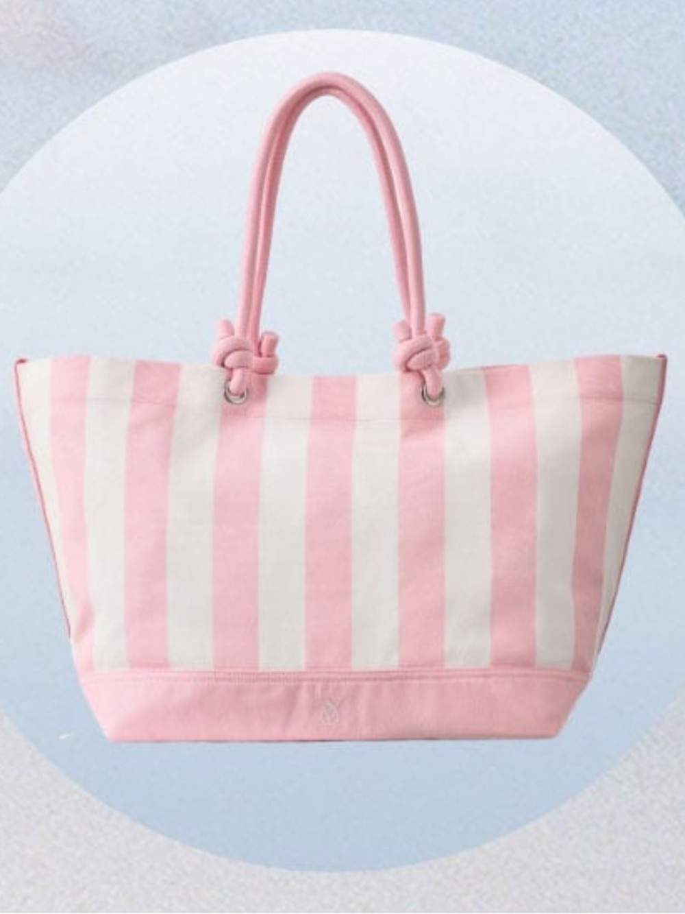 Victoria's Secret Pink and White Striped double knotted Tote Bag